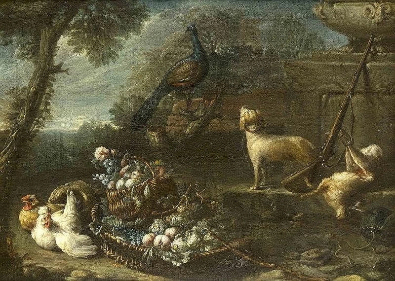 Candido - Natuta morta con frutta e animali